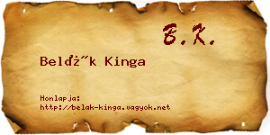 Belák Kinga névjegykártya